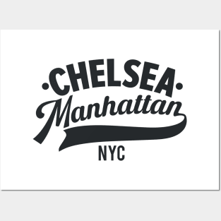 Chelsea Manhattan NYC- Minimal Neighborhood Typo Art Posters and Art